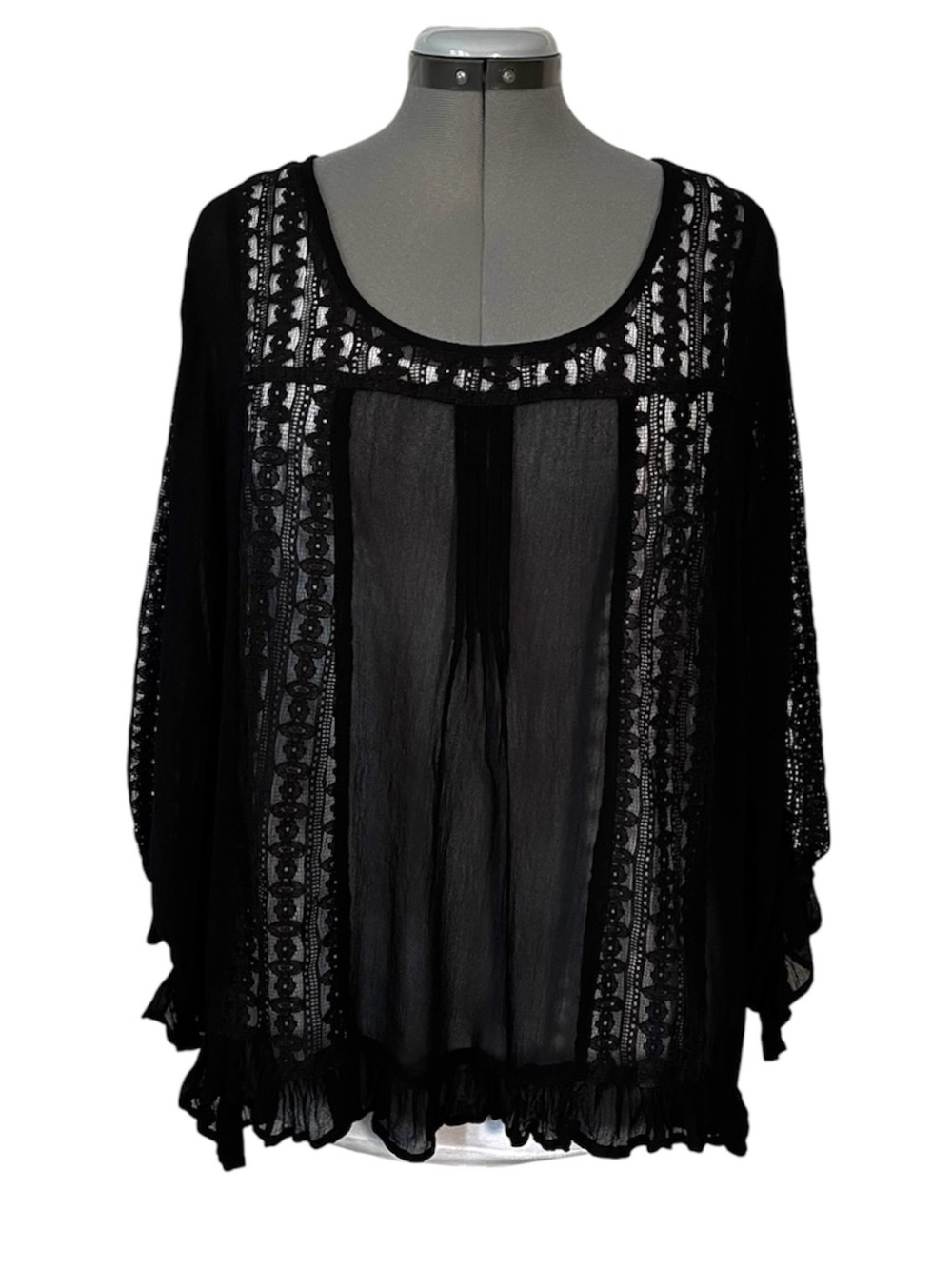 World Market boho lace trimmed tunic top XL